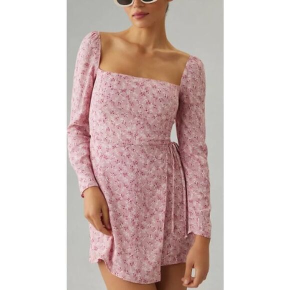 Reformation Rosalie Pink Floral Mini Dress Sz. 2 - Picture 3 of 9